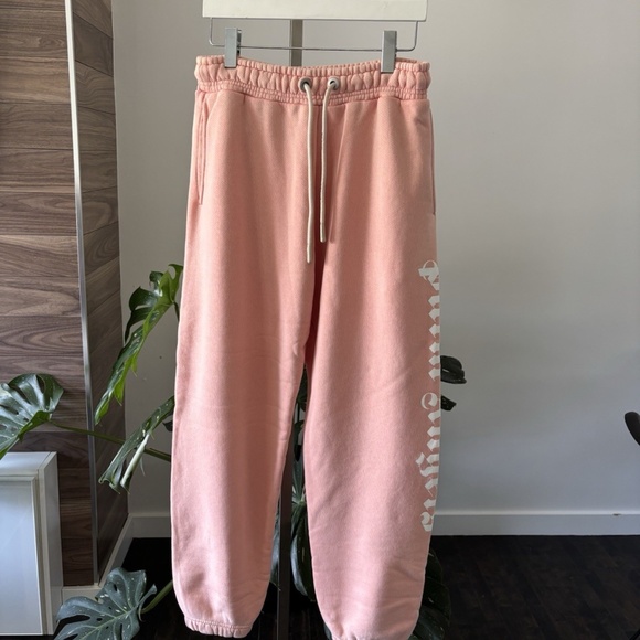 PALM ANGELS Pink Cotton Lounge Pants Garment-dyed French Terry NWT - Picture 2 of 11